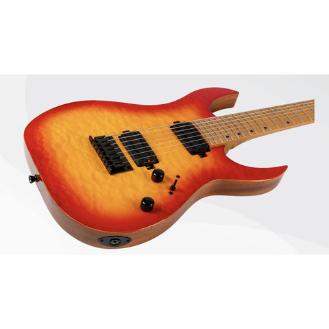 Guitarra Eléctrica 7 Cuerdas Spira Guitars S-507 Fireburst Diestro Rojo