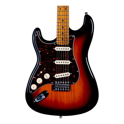 Guitarra Eléctrica Zurda Strato Sunburst Jet Js-300 Lh Zurdo Naranja Oscuro Maple