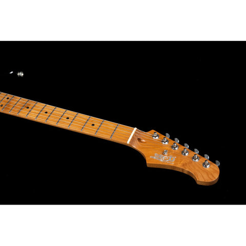 Guitarra Tipo Jaguar Negra Dorado Jet Guitars Jj-350 Bgt Diestro Negro Maple