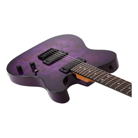 Guitarra Schecter Telecaster Pt Standard Purple Burl Material De Diapasón De Palisandro Guía Para La Mano Derecha Diestro Estallido Púrpura Burl Palo De Rosa