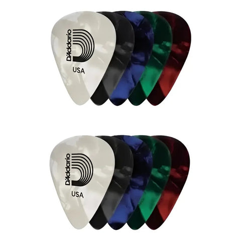 Paquete 10 Púas Plumillas Guitarra 0.70 Mm D'addario 1cap4-10 Multi Mediano