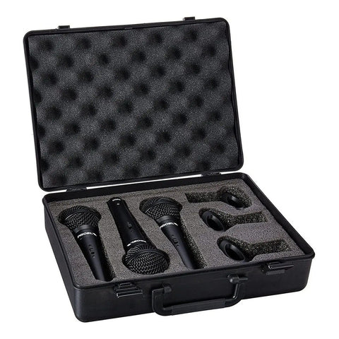 Set De 3 Microfonos C/estuche Y Clamps Dm800 Proel Dm800kit Negro