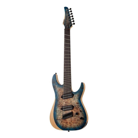 Guitarra Eléctrica Schecter Reaper-7 Multiscale De Fresno Satin Sky Burst Satin Con Diapasón De Ébano