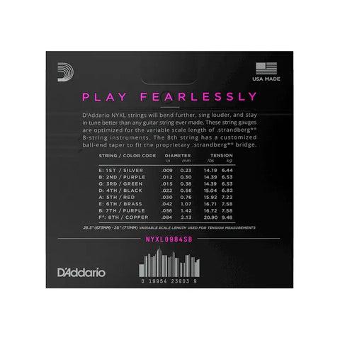 Cuerdas Para Guitarra Eléctrica 8 Pzas D'addario Nyxl0984sb