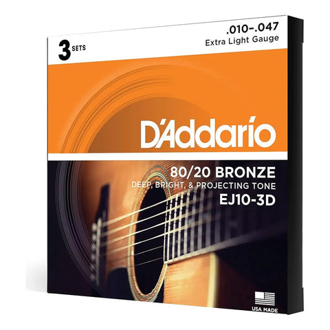 Pack De Cuerdas De Guitarra Acústica Daddario Ej10 3-pack