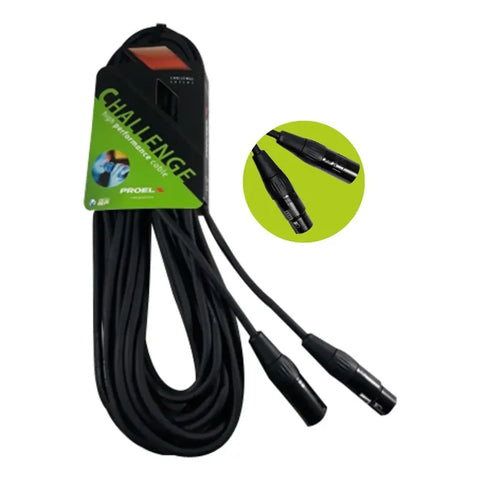 Cable Xlr Proel 10 Metros Conectores Oro Audio Profesional Negro
