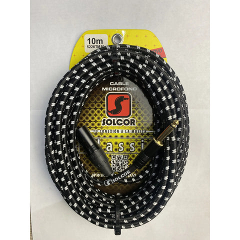 Cable Tejido Plug 6.3mm Plug Xlr Macho Solcor 5226tm10 10m.
