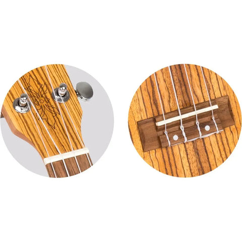 Ukulele Soprano 12 Trastes Zebrawood, Flight Dus322 Zeb/zeb Marrón