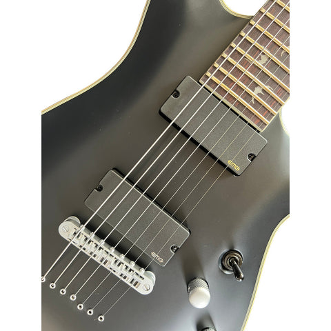 Guitarra Eléctrica Schecter Damien Platinum De 7 Bks, Color Negro Satinado, Diapasón De Palisandro, Material De Diapasón, Guía Para La Mano Derecha