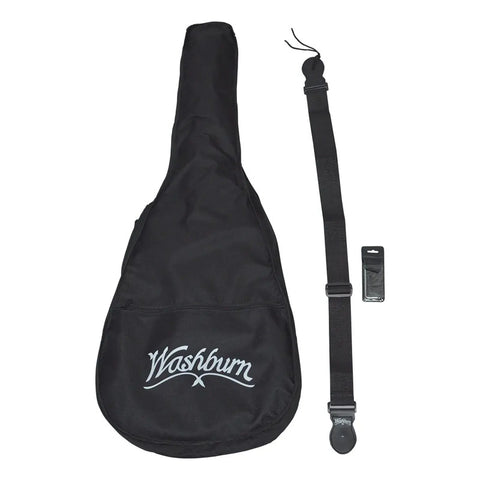 Paquete Guitarra Electroacústica Natural Washburn Ad5cepack Natural Derecha