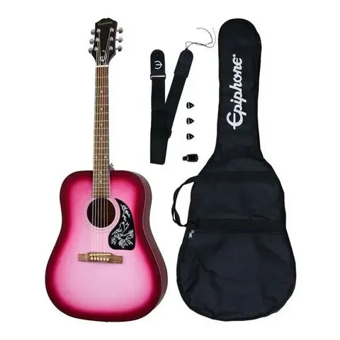 Guitarra Electroacústica 6 Cuerdas EpiPhone Starling Player Pack Rosa Diestro Laurel De La India