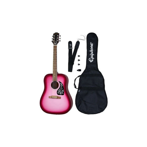 Guitarra Electroacústica 6 Cuerdas EpiPhone Starling Player Pack Rosa Diestro Laurel De La India