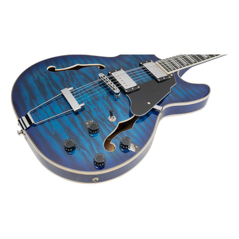 Guitarra Eléctrica 6 Cuerdas Mars Hollowbody 335 Custom Color Azul Mano Diestro Palo De Rosa