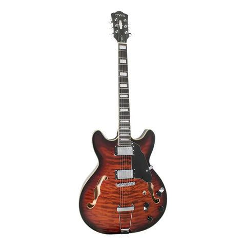 Guitarra Eléctrica 6 Cuerdas Mars Hollowbody 335 Custom Bro Color Marrón Oscuro Material Del Diapasón Caoba Orientación De La Mano Diestro