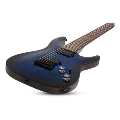 Guitarra Eléctrica Schecter De Caoba See-thru Blue Burst Con Diapasón De Palo De Rosa