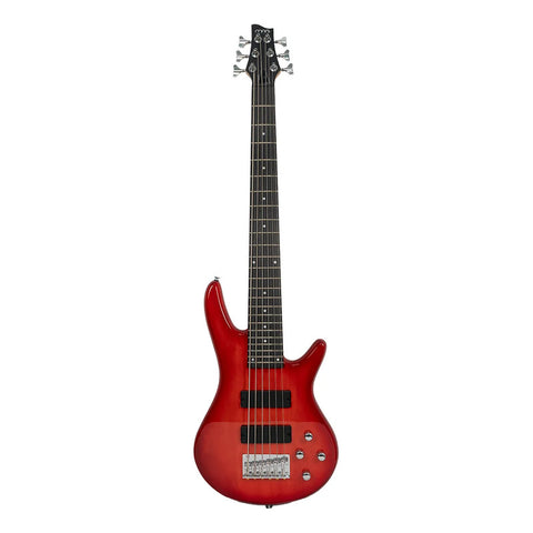 Bajo Eléctrico 6 Cuerdas Activo Mars Eb-6 Activo Red Diestro Rojo