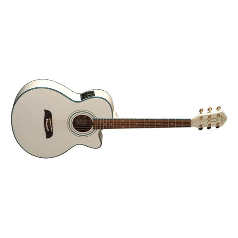 Guitarra Electroacústica Oscar Schmidt Og10ce 6 Cuerdas Tapa Abeto Blanca White Diestro