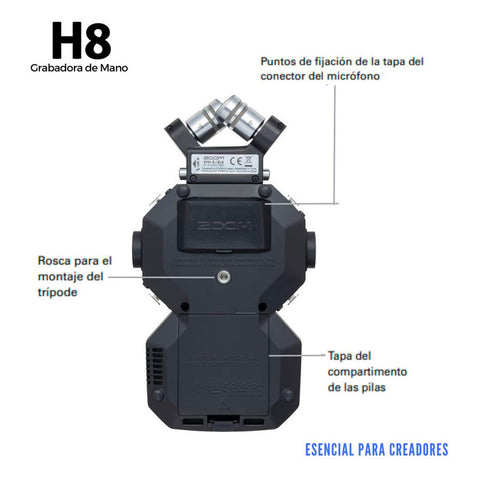 Zoom H8, Sistema De Grabación Móvil Versátil De 8 Entradas Color Negro