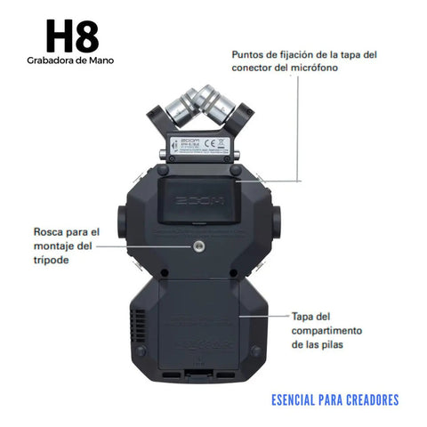 Zoom H8, Sistema De Grabación Móvil Versátil De 8 Entradas Color Negro