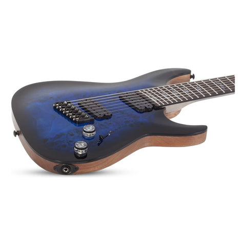 Guitarra 7 Cuerdas Schecter Omen Elite-7 Multiscale Blue Bur Diestro Azul Acero Palo De Rosa