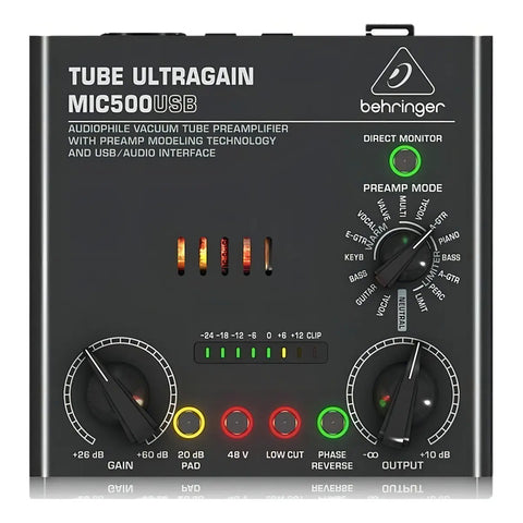 Preamplificador De Tubos Behringer Mic500usb Con Usb Y 1 Canal