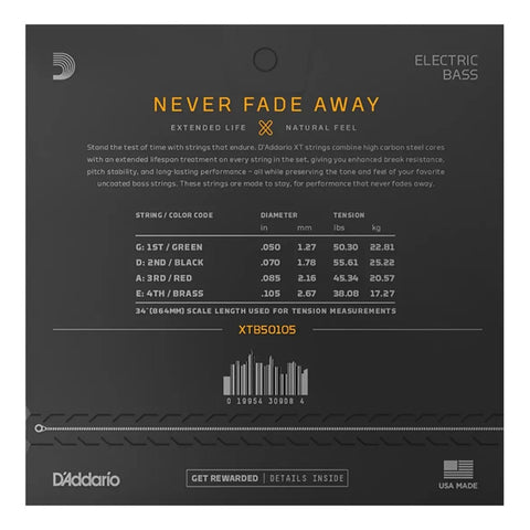 Juego Cuerdas Para Bajo Eléctrico 50-105 D'addario Xtb50105