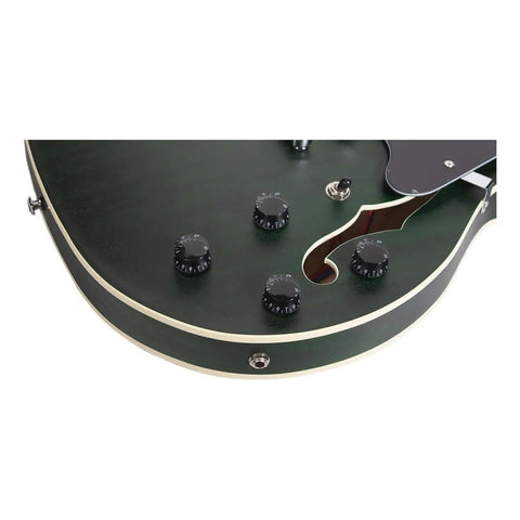 Guitarra Eléctrica 6 Cuerdas Mars Hollowbody 335 Semi Hueca Diestro Verde Oscuro Palo De Rosa