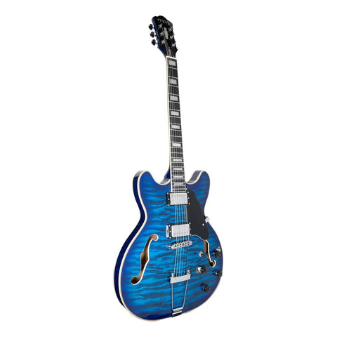 Guitarra Eléctrica 6 Cuerdas Mars Hollowbody 335 Custom Azul Diestro Azul Palo De Rosa