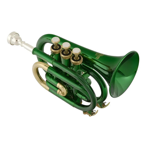 Trompeta Pocket Verde Roy Benson Pt-101e Sib Latón Compacta