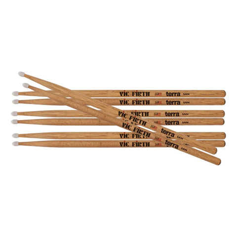 Vic Firth P5atn4pk Terra 5a  Baquetas Nylon Hickory 4 Pares Natural 5a