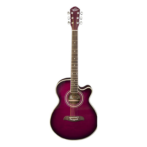 Guitarra Electroacústica 6 Cuerdas Oscar Schmidt Og10cef Tpu Diestro Morado Transparente