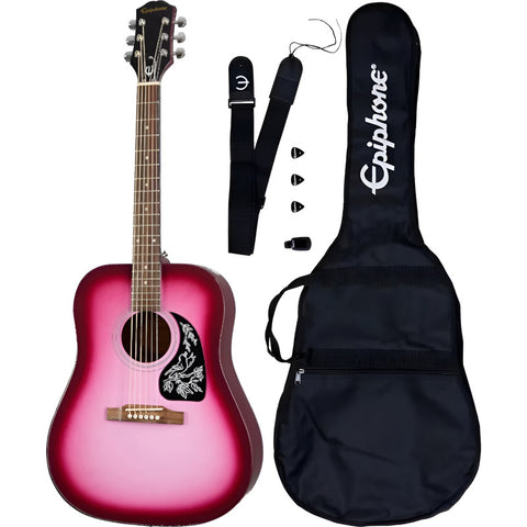 Player Pack Guitarra EpiPhone Starling Acoustic Hotpinkpearl Rosa Diestro Laurel Indio