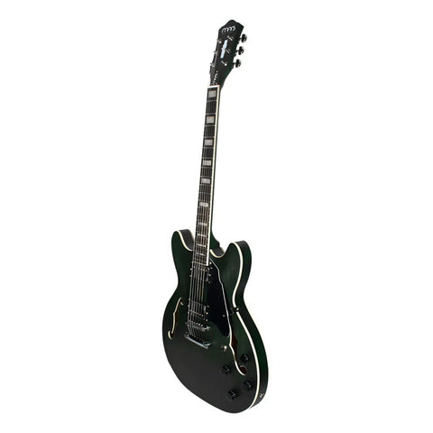 Guitarra Eléctrica 6 Cuerdas Mars Hollowbody 335 Semi Hueca Diestro Verde Oscuro Palo De Rosa