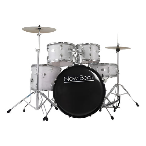 Batería Acústica Completa New Beat Nb-ds400 Blanco Granulado
