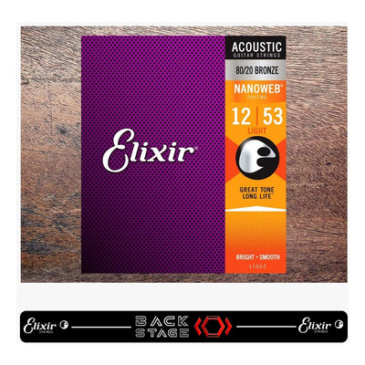 Cuerdas Elixir 12-53 Para Guitarra Electroacústica Nanoweb