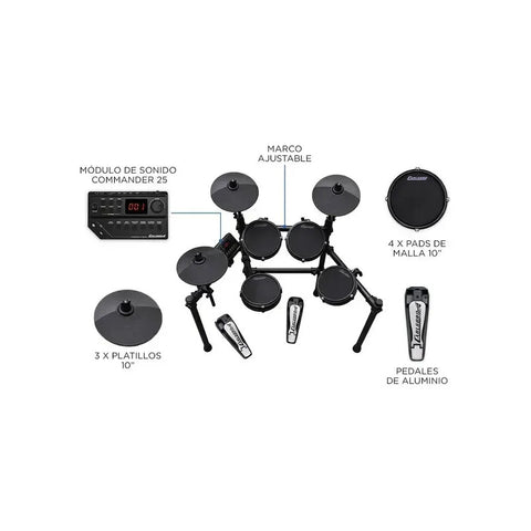 Batería Electrónica Carlsbro Mesh Csd25m + Accesorios Color Negro