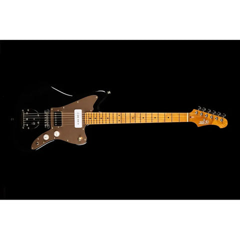 Guitarra Tipo Jaguar Negra Dorado Jet Guitars Jj-350 Bgt Diestro Negro Maple