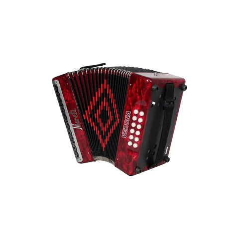 Moretti Verona Acordeón Botones Rojo Tono Fa Estuche Correas