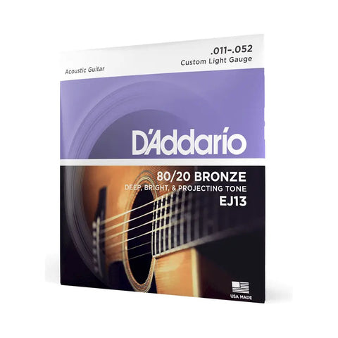 Encordado Guitarra D'addario Ej13 80/20 Bronce Cal 11-52