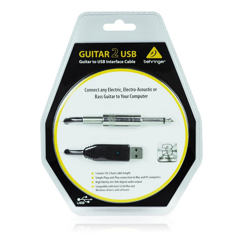Cable De Interfaz De Guitarra A Usb Behringer Guitar 2 Usb