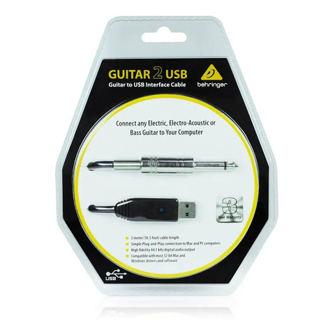 Cable De Interfaz De Guitarra A Usb Behringer Guitar 2 Usb