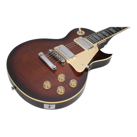 Guitarra Eléctrica Mars Lp Standard Brown Diestro Sombreado Palo De Rosa