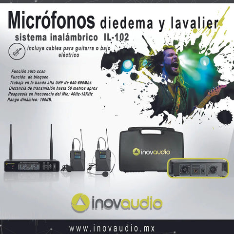 Micrófonos Inalámbricos Diadema Y Lavalier Inovaudio Il-102