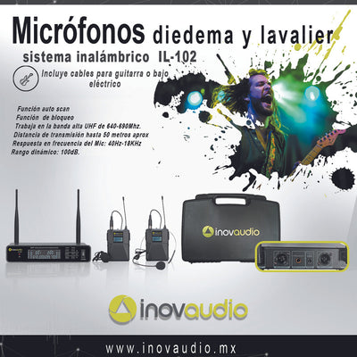 Micrófonos Inalámbricos Diadema Y Lavalier Inovaudio Il-102