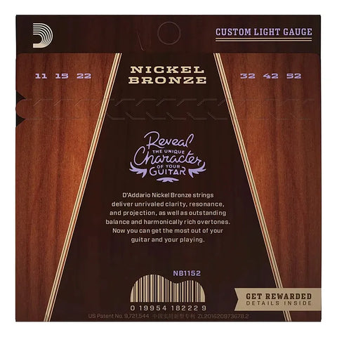 Cuerdas De Nickel P/ Guitarra Acústica 11-52 D'addario Nb1152