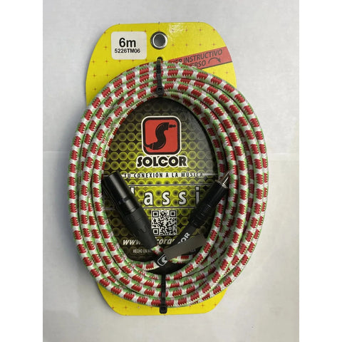 Cable Tejido Plug 6.3mm Plug Xlr Macho Solcor 5226tm06 6m.