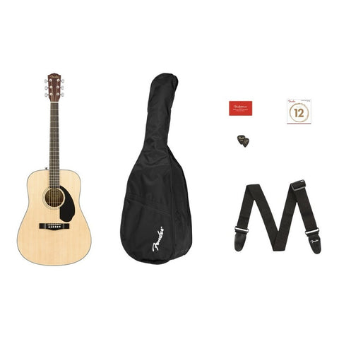 Paquete De Guitarra Acústica Fender Cd60s V2 Natural Diestro