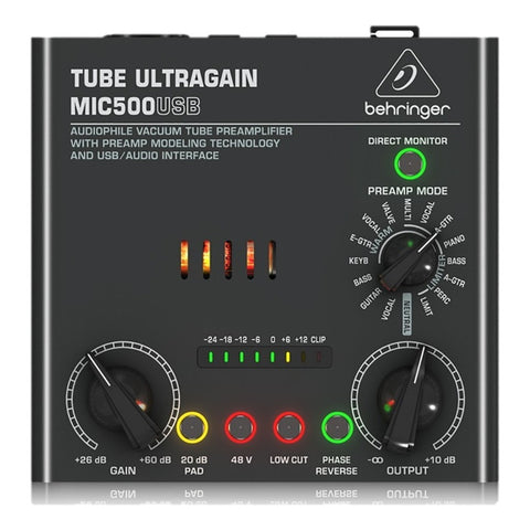 Preamplificador Audiófilo De Bulbos Behringer Mic500usb