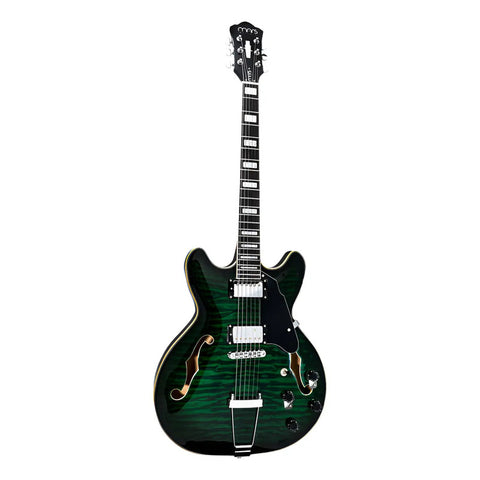 Guitarra Eléctrica 6 Cuerdas Mars Hollowbody 335 Custom Verd Diestro Verde Oscuro Palo De Rosa