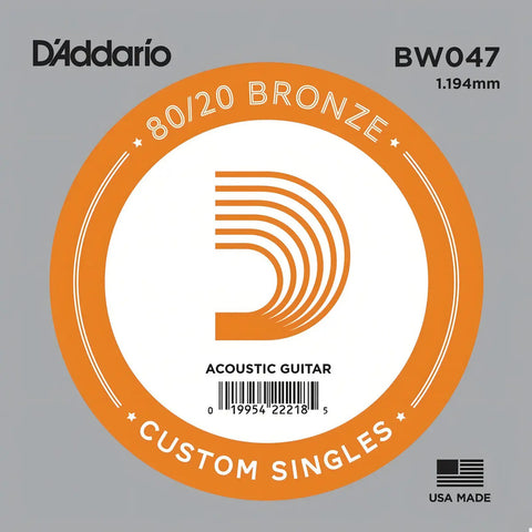 Cuerda D'addario Para Guitarra Acústica De Bronce 80/20, Calibre .047